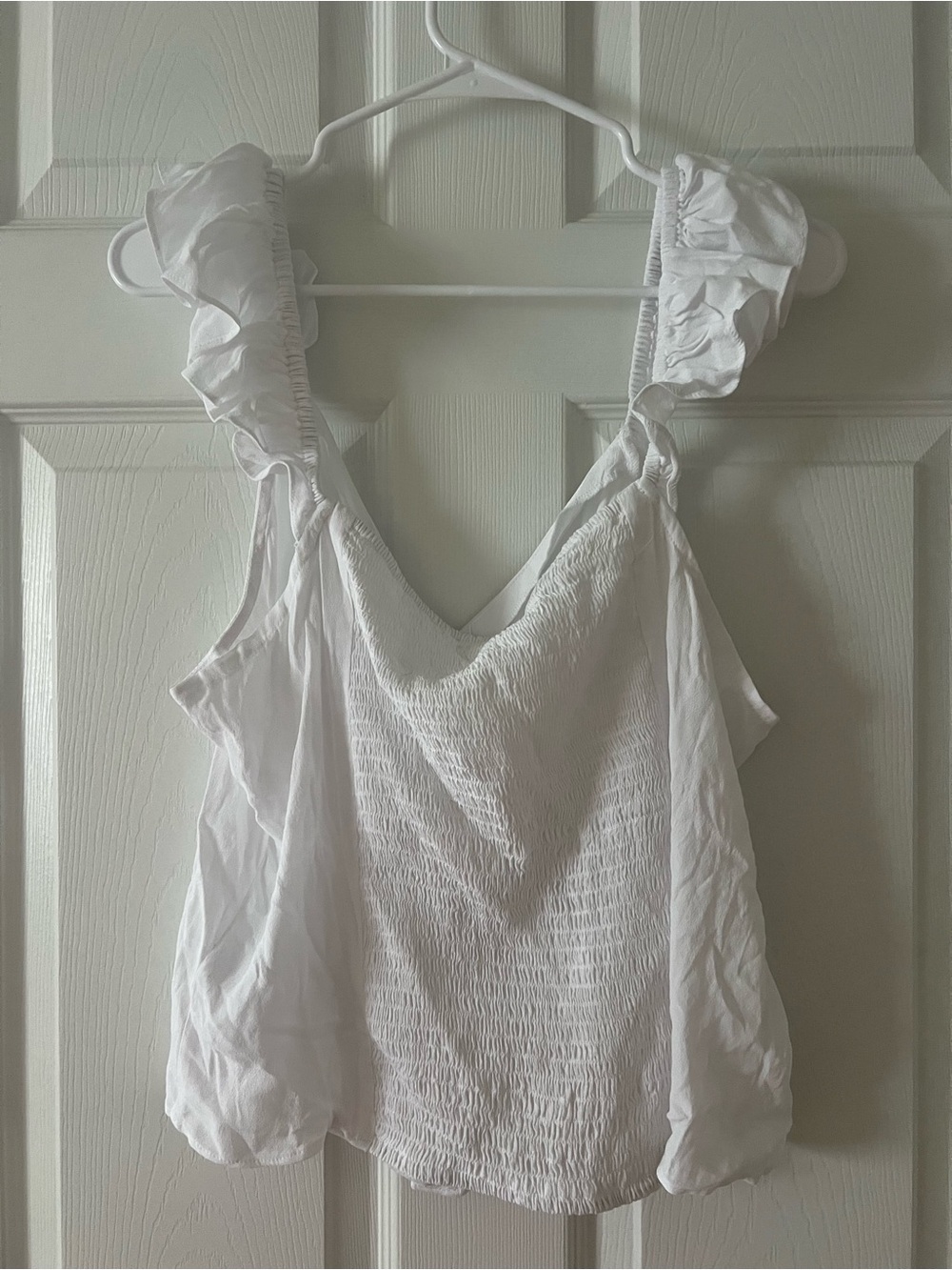 White Ruffled Strap Button-Front Tank Top - Picture 3 of 4